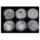 Coin (6) Historic .925 Sterling 7.8+ Ozt