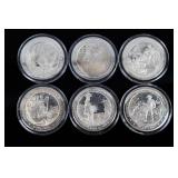 Coin (6) Historic .925 Sterling 7.8+ Ozt