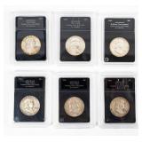 Coin (6) Franklin Half Dollars Graded by Beckett