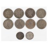 Coin (10) United States Three Cent Pieces