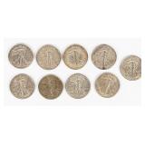 Coin (9) Walking Liberty Half Dollars AU / Unc