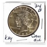 Coin 1934-D Peace Silver Dollar Gem Brilliant Unc.