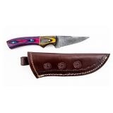Knife Damascus Knife and Ornate Sheath