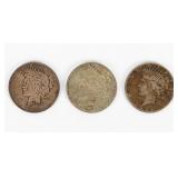 Coin 3 Peace Silver Dollars in AG to Very Good