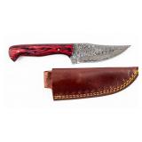 Knife Damascus Knife and Ornate Sheath