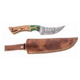 Knife Damascus Knife and Ornate Sheath