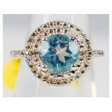 Jewelry Sterling Silver Sapphire/Diamond Ring