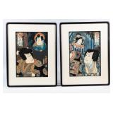 Lot of 2 Feudal Japan Prints By Toyokuni III