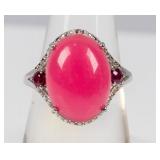 Jewelry Sterling Silver Pink Jadeite Ring