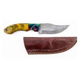Knife Damascus Knife and Ornate Sheath