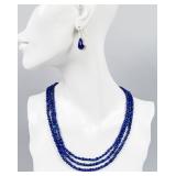 Jewelry Sterling Silver Lapis Necklace & Earrings