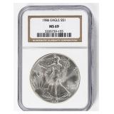 Coin 1986 American Silver Eagle NGC MS69