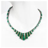 Jewelry Sterling Silver Malachite Collar Necklace