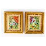 2 Vintage Enamel on Copper Paintings- Louis Cardin