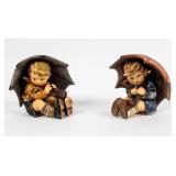 2 Vintage Hummel Umbrella Boy & Girl Figurines