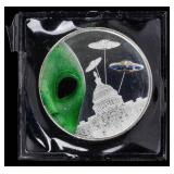 Coin 1 Troy Ounce .999 Fine Silver Alien Round