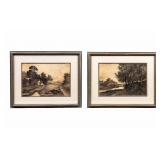Art 2 Framed Landscape Etchings