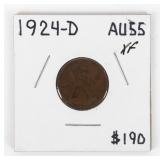 Coin 1924-D Lincoln Cent in Extra Fine+