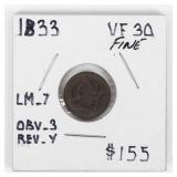 Coin 1833 Capped Bust Half Dime in Fine+