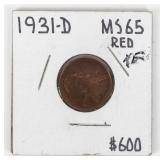 Coin 1931-D Lincoln Cent in Extra Fine+