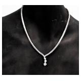 Jewelry Sterling Silver White Rhinestone Necklace