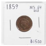 Coin 1859 Indian Cent in Brilliant Uncirculated.