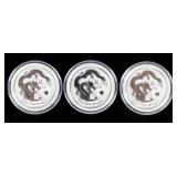 Coin (3) 1/2 Oz .999 Silver Dragons 2012 Australia