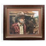 Art Framed Norberto Reyes Cowboy Lithograph Print