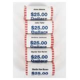 Coin 5 Rolls of Presidential Dollars $125 Face