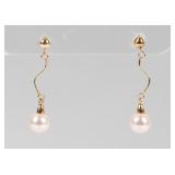 Jewelry 14K Gold/Faux Pearl Earrings