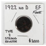 Coin 1922 No D Lincoln Cent in Fine+