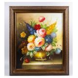 Art Framed "C. Freeman" Floral Painting