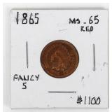 Coin 1865 Indian Cent Brilliant Uncirculated
