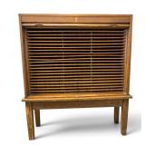 Antique Oak Unique Roll Top Shelf Unit