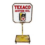 Vintage Texaco Motor Oil Stand Up Porcelain Sign