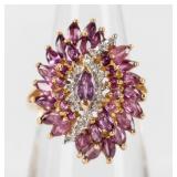 Jewelry 10kt Yellow Gold Pink Stone & Diamond Ring