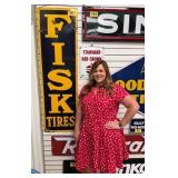 Vintage Large Fisk Tires Vertical Enameled Sign