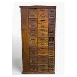 Large Vintage Wooden Rotating Hardware Cabinet