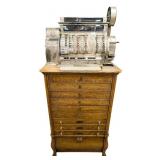 Antique National Cash Register Model 592 & Stand