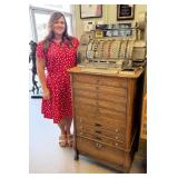 Antique National Cash Register Model 592 & Stand