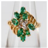 Jewelry 14kt Yellow Gold Emerald & Diamond Ring