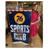 Vintage 1950s Union 76 Sports Club Metal Sign