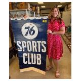 Vintage 1950s Union 76 Sports Club Metal Sign
