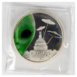 Coin 1 Troy Ounce .999 Fine Silver Bar Alien