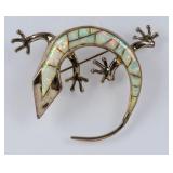 Jewelry Sterling Opal Lizard Brooch / Pendant