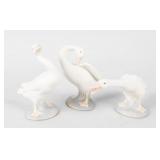 3 Lladro Porcelain Geese Figurines
