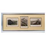 Framed 3 Picturesque America Antique Engravings