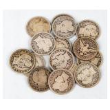 Coin (15) Barber Quarters 90% Silver