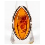 Jewelry Sterling Silver Amber Ring