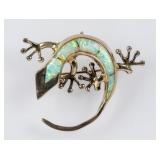 Jewelry Sterling Opal Lizard Brooch / Pendant